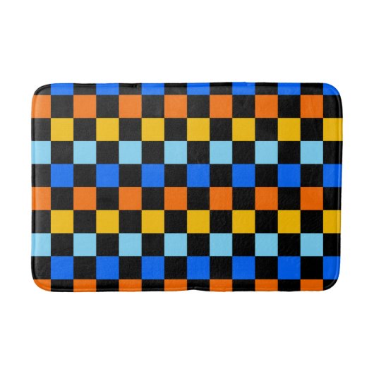 Fire and ice checkerboard pattern バスマット (正面)