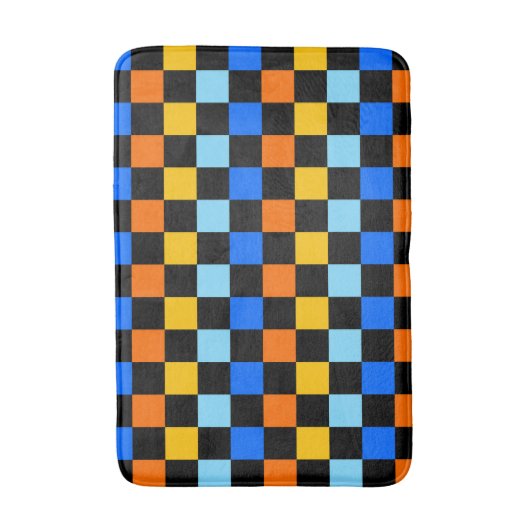 Fire and ice checkerboard pattern バスマット (正面縦)