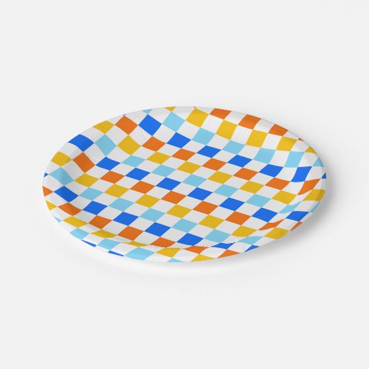 Fire and ice checkerboard pattern ペーパープレート (アングル)