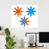 Fire and Ice Eight Point Stars ポスター (ホームオフィス)
