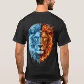 Fire and Ice LION Elemental Typography Art T-Shirt Tシャツ (裏面)