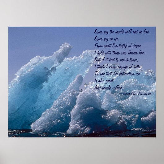 Fire and Ice over Floating Alaskan Ice Berg Poster ポスター (正面)
