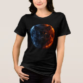 Fire and Ice Panther – Dual Element Fantasy Art トライブレンドＴシャツ (正面)