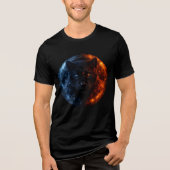 Fire and Ice Panther – Dual Element Fantasy Art トライブレンドＴシャツ (正面)