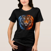 Fire and Ice Tiger – Elemental Fantasy Art トライブレンドTシャツ (正面)