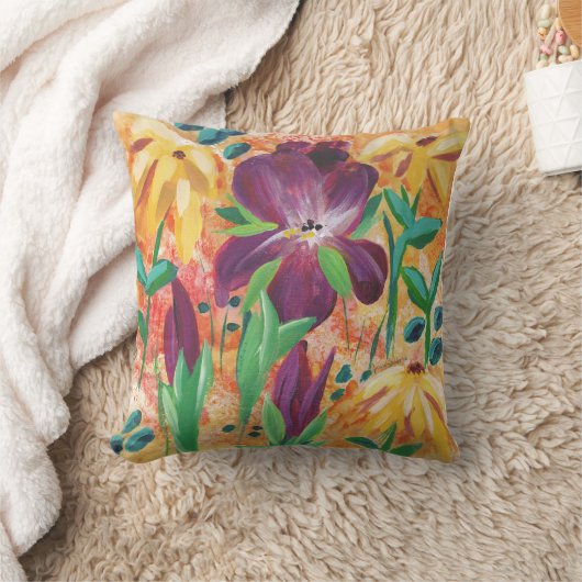 Fire and Iris throw pillow クッション (ブランケット)