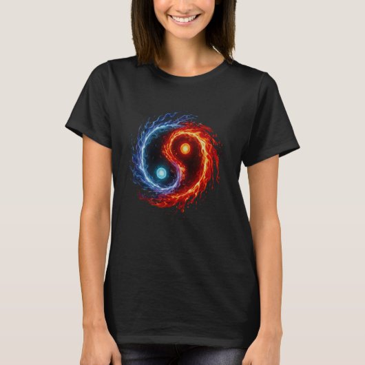 Fire and Water Yin Yang Symbol Balance Tai Chi Ene Tシャツ (正面)