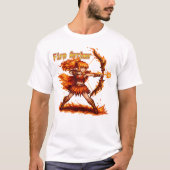 Fire Archer Pixel Art RPG Fantasy Flame Warrior Tシャツ (正面)