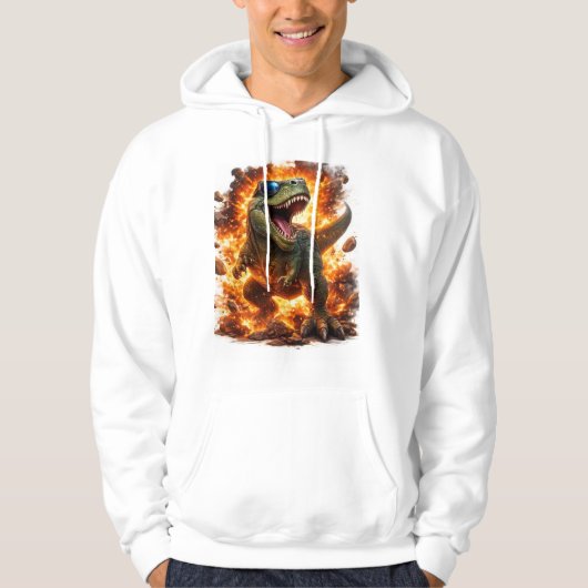 Fire Blast Dinosaur 3D Graphic T-Shirt | Bold Stre パーカ (正面)