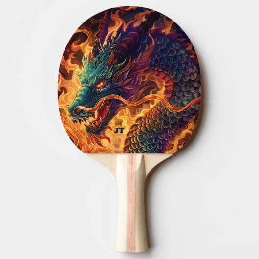 Fire Breathing Dragon Personalized 卓球ラケット (裏面)