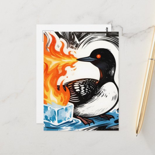 Fire Breathing Loon Melting Ice ポストカード (正面/裏面インサイチュ)