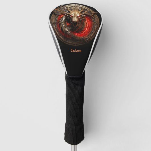 Fire Breathing Red Dragon Personalized ゴルフヘッドカバー (正面)