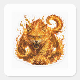Fire Cat Fantasy Sticker スクエアシール