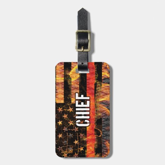 Fire Chief Firefighter Flag ラゲッジタグ (正面縦)