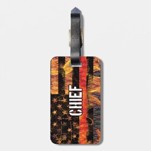 Fire Chief Firefighter Flag ラゲッジタグ (裏面縦)