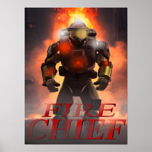 Fire Chief in Front of Flames 12X16 (Matte) Poster ポスター (正面)