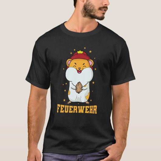 Fire Department Hamster with Fire Helmet Tシャツ (正面)