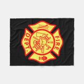 Fire Department Logo Uniform Fireman Symbol Firefi フリースブランケット (正面(横))