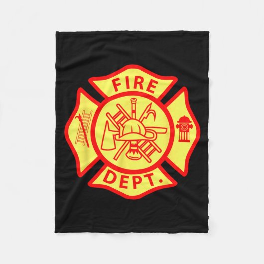 Fire Department Logo Uniform Fireman Symbol Firefi フリースブランケット (正面)