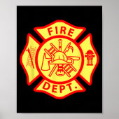 Fire Department Logo Uniform Fireman Symbol Firefi ポスター (正面)