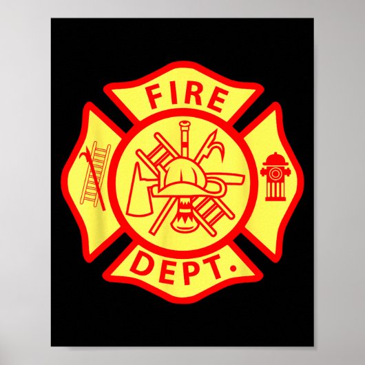 Fire Department Logo Uniform Fireman Symbol Firefi ポスター (正面)