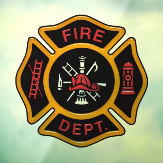 Fire Department Maltese Cross Window Cling ウィンドウサイン (シート3)