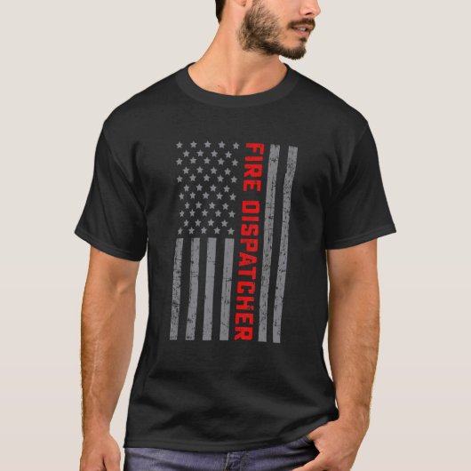 Fire DispatcherヴィンテージのUSフラグの男性へパパ Tシャツ (正面)