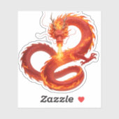 Fire Dragon Fantasy Art Design, Mythical Creature  シール (シート)