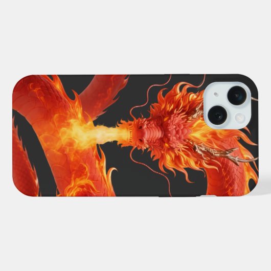 Fire Dragon Fantasy Art Design, Mythical Creature  iPhoneケース (裏面横)
