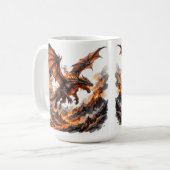 Fire Dragon Mug | Flaming Dragon Accent Coffee Mug コーヒーマグカップ (正面左)