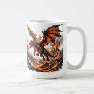 Fire Dragon Mug | Flaming Dragon Accent Coffee Mug コーヒーマグカップ
