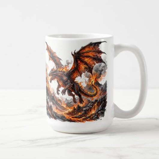Fire Dragon Mug | Flaming Dragon Accent Coffee Mug コーヒーマグカップ (右)