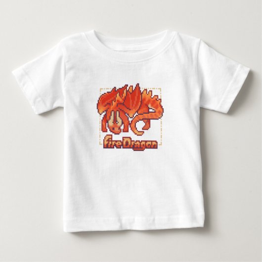 Fire dragon, pixel art ベビーTシャツ (正面)