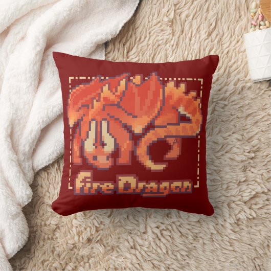 Fire Dragon, Pixel Art, pixelart クッション (ブランケット)