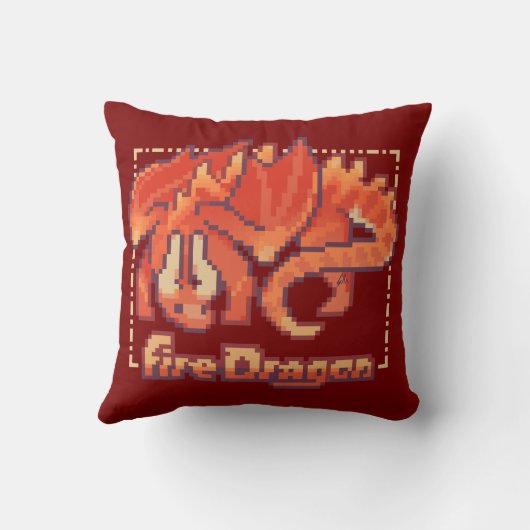 Fire Dragon, Pixel Art, pixelart クッション (裏面)