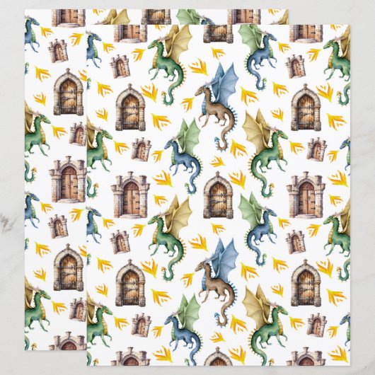 Fire Dragons Scrapbook Paper (正面/裏面)