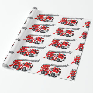 Fire Engineイメージ光沢包装紙、30インチx 6' ラッピングペーパー