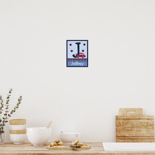 Fire Engine/Truck Letter & Name Wall Art Poster ポスター (キッチン)