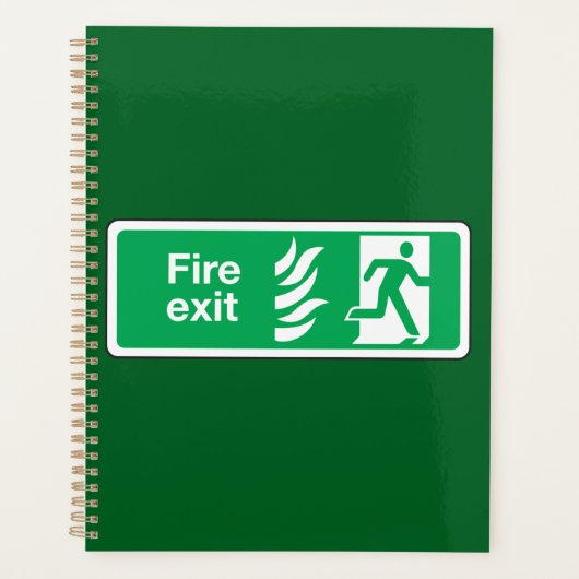 Fire Exit Safety Sign Emergency Evacuation プランナー手帳 (正面)