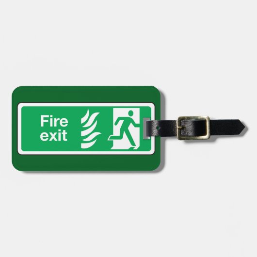 Fire Exit Safety Sign Emergency Evacuation ラゲッジタグ (正面横)