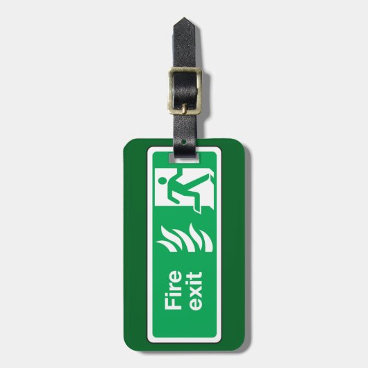 Fire Exit Safety Sign Emergency Evacuation ラゲッジタグ (正面縦)