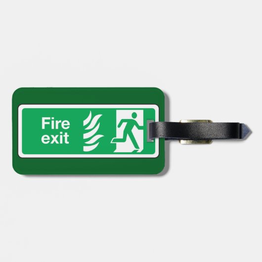 Fire Exit Safety Sign Emergency Evacuation ラゲッジタグ (裏面横)