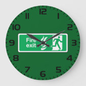 Fire Exit Safety Sign Emergency Evacuation ラージ壁時計 (正面)
