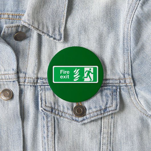 Fire Exit Safety Sign Emergency Evacuation 缶バッジ