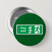 Fire Exit Safety Sign Emergency Evacuation 缶バッジ (正面&裏面)