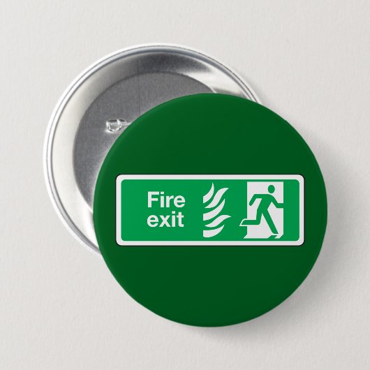 Fire Exit Safety Sign Emergency Evacuation 缶バッジ (正面&裏面)