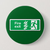 Fire Exit Safety Sign Emergency Evacuation 缶バッジ (正面)