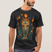 Fire-Eyed Owl Art: Golden Embers, Mystical Tシャツ (正面)