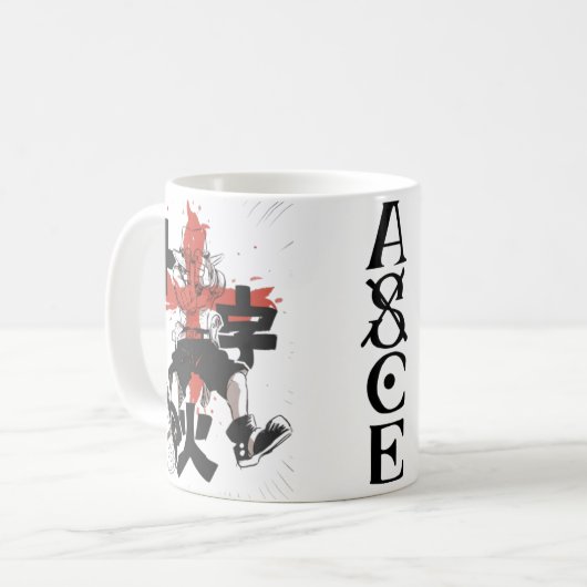 🔥Fire Fist Anime Coffee Mug – Flame Pirate☕ コーヒーマグカップ (正面左)