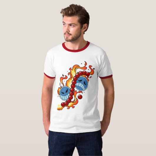 Fire Fist Pirate T-Shirt – Flame Anime Streetwear Tシャツ (正面フル)